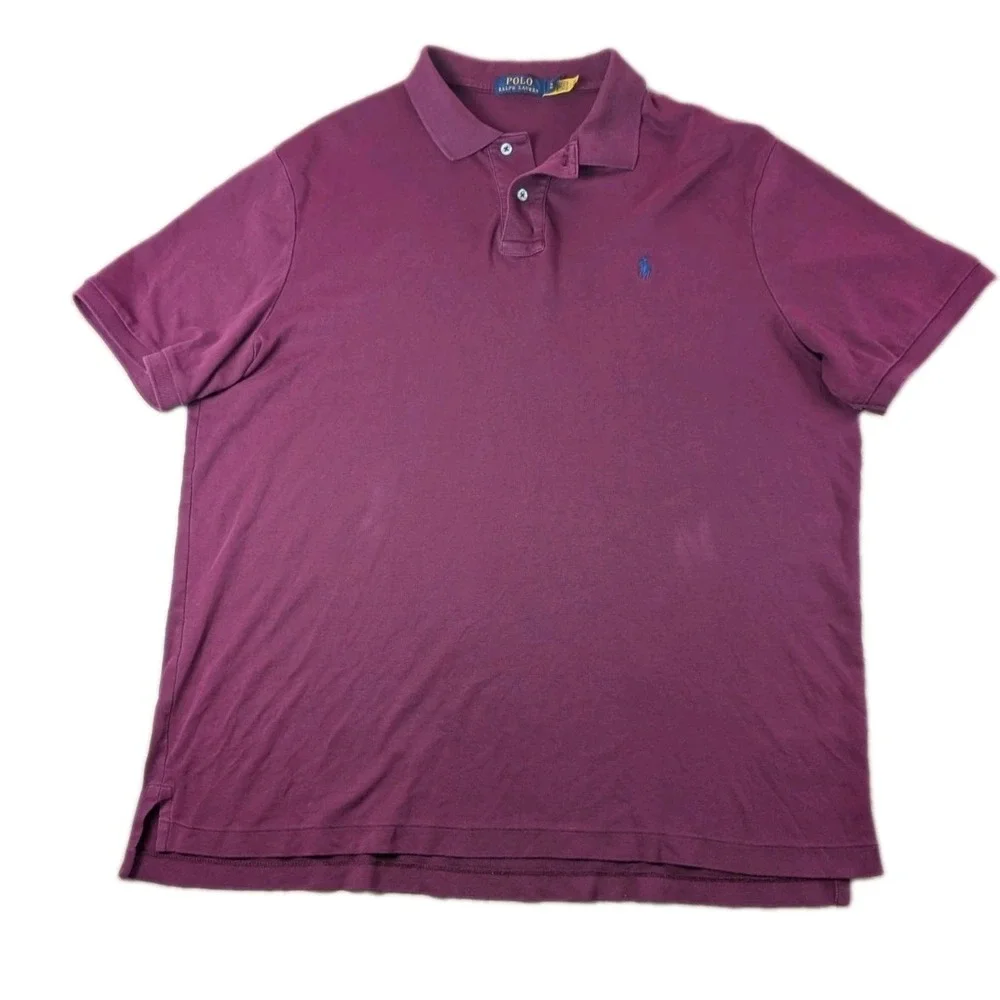 Polo Ralph Lauren Men's XL Burgundy Polo Shirt Blue Pony Logo Cotton Preppy